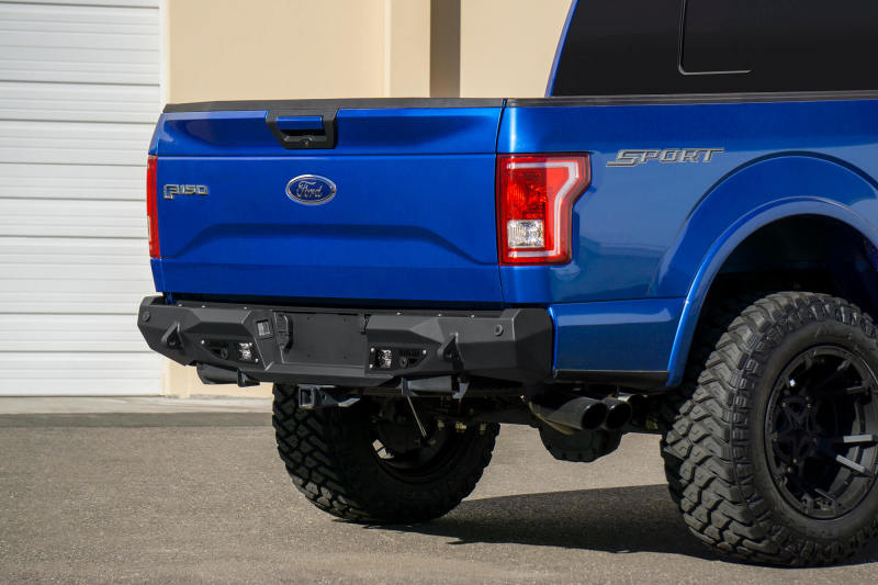 Ford F-150 Bumper - Rear - Addictive Desert Designs - Stealth Fighter - Hammer Black with Satin Black panels - `15-`18